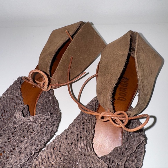 CYDWOQ North Elegant Brown Woven Sandals 38 - Picture 8 of 10